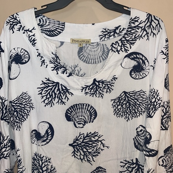 PineApples tunic styled ocean vibe top size medium - Picture 2 of 8